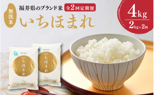 【令和7年産・新米】定期便 ≪2ヶ月連続お届け≫ 福井県のブランド米 いちほまれ 無洗米 2kg × 2回 計4kg 【 人気 品種 ブランド米 特A 】 [B-6109]