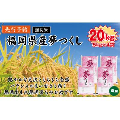 ふるさと納税 香春町 《無洗米》【新米　8年産】9月〜出荷【食味鑑定士厳選】福岡県 夢つくし20k(5k×4袋)(香春町)