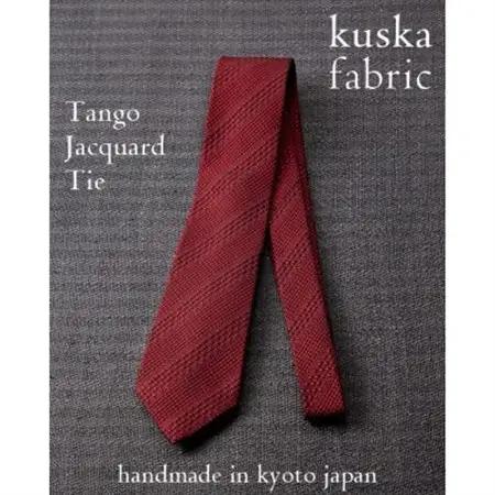 【手織りネクタイ】レッド 丹後ジャカードタイ kuskafabric 京都・丹後のシルク織物【1257554】