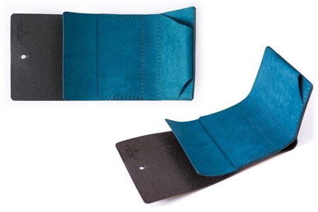 お札を折らない ミニ 財布 15 ブラックターコイズ