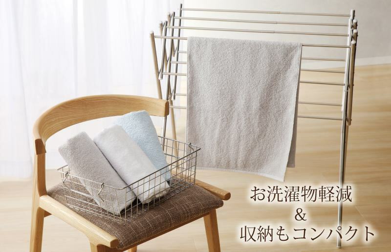 ホテルスタイル ミニバスタオル ６枚 ライトグレー ブルー ホワイト 40×100cm 泉州タオル 010B1124_イメージ4