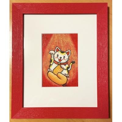 ふるさと納税 八尾市 ハガキ大原画【手のり招き猫】(F131)