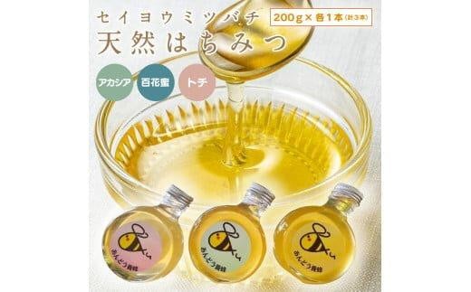 
            947.天然はちみつ3点セット（百花蜜、アカシア、トチ）200ｇ×各１本（計３本） 蜂蜜 ハチミツ ハチ蜜 鳥取県産◇日本全国配送可能
          
