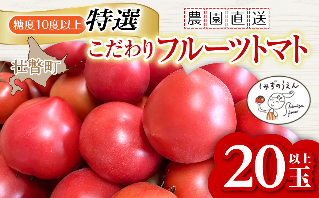＜2026年6月下旬よりお届け＞【特選・糖度10度以上】 高糖度フルーツトマト 20玉以上 【農園直送】北海道壮瞥産 SBTO005