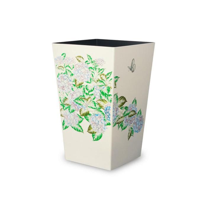 【ふるさと納税】蒔絵調 ダストボックス M角 6.7L 紫陽花ホワイト タツクラフト 【Tk142】 | ゴミ箱 キッチン ペール キッチン おしゃれ 送料無料 ごみ箱 日本製