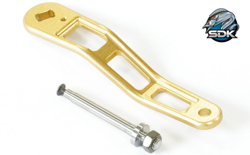 アルミの総切削釣具『SDK RA85A　オシコン300、301対応ハンドルアーム』GOLD Color　釣り 釣り具 ハンドルアーム アルミニウム カスタム カスタムパーツ 日本製 セキダイ工業 東京