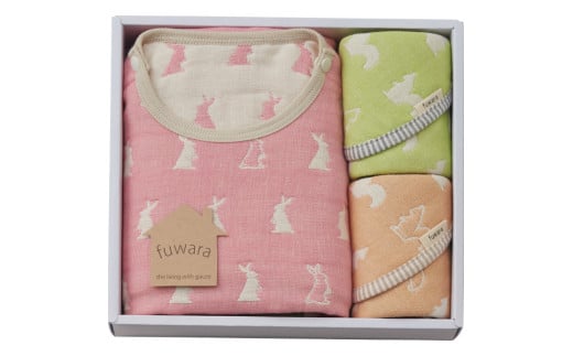 【G0609】ふわら　スリーパー・ハンカチセット：配送情報備考　化粧箱入＋【ギフト包装】(ピンク)