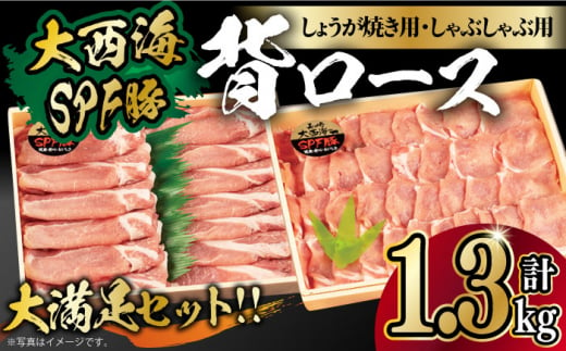 大西海SPF豚 背ロース（しょうが焼き用＆しゃぶしゃぶ用）計1.3kg（各650g）長崎県/長崎県農協直販 [42ZZAA084]