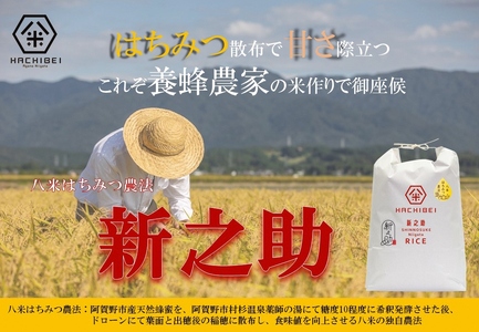 【令和7年産新米】【グッドライフアワード環境大臣賞受賞】 3ヶ月定期便 無洗米 新之助 5kg×3回 計15kg 農家直送 ほんのり甘い「はちみつ農法」 白米 精米 HACHIBEI 八米 1L200