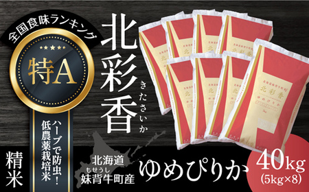 2025年10月発送 令和7年産 ゆめぴりか 白米 40kg 一括発送 【北彩香】| 妹背牛産 北海道 米 道産 特A