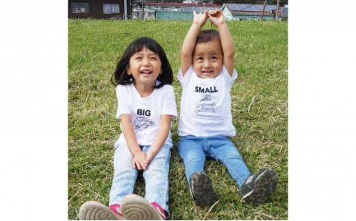 2人兄弟姉妹でおそろい/ハンバーガー SMALL×BIG プリント/ Tシャツ2枚組ギフトセット【出産祝い・誕生日・ギフト・プレゼント】（110cm×120cm） [№5875-7221]0653