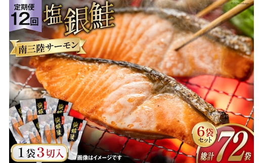 
										
										12回 定期便 鮭 切り身 塩銀鮭パック 3切×6袋×12回 総計72袋 [たみこの海パック 宮城県 南三陸町 30ae0020] 冷凍 サーモン 銀鮭 シャケ 切身 さけ サケ
									