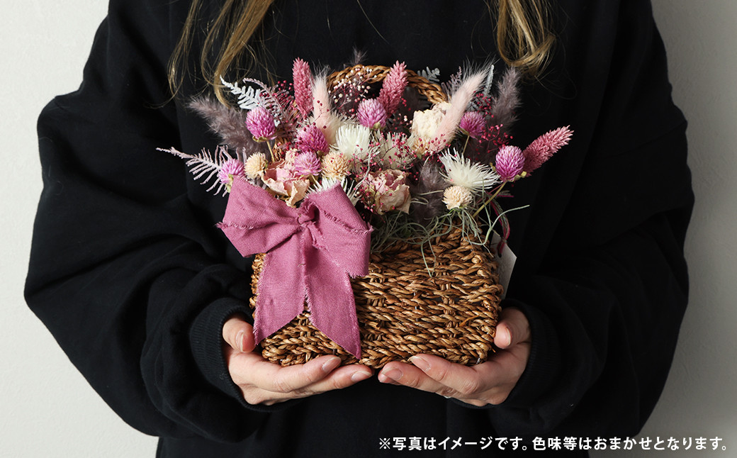 【ピンク・赤系】バスケットアレンジ Mサイズ