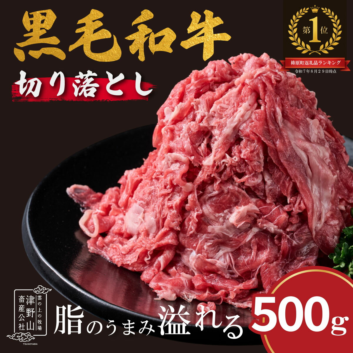 【ふるさと納税】低温でも脂身がとろけるゆすはら牛切り落とし 500g　牛肉 和牛 黒毛 こま切れ オレイン酸 高知県産