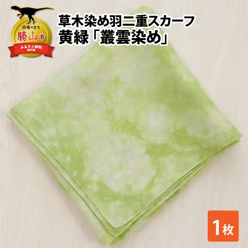 スカーフ 草木染め 黄緑 叢雲染め 羽二重スカーフ
