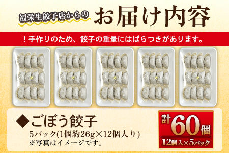 【数量限定！】＜ごぼう餃子(12ヶ入×5パック)＞【MI284-fu】【福栄生餃子店】