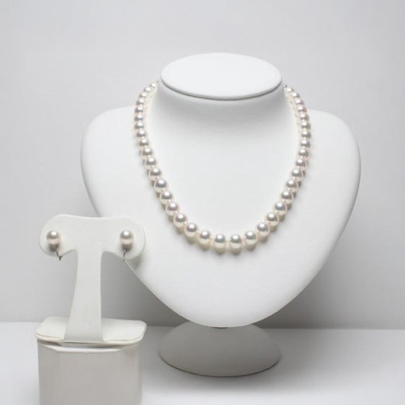 大粒8.5-9ミリ　アコヤ真珠　ネックレス＆イヤリングセット／パール　真珠　南伊勢町　パールハヤシ　三重県　伊勢志摩