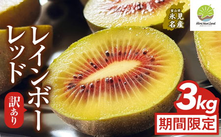 訳ありレインボーレッド3kg（小玉、異形、擦り傷、日焼け） 数量限定 希少 国産 甘い 氷見キウイランド 富山県 氷見市