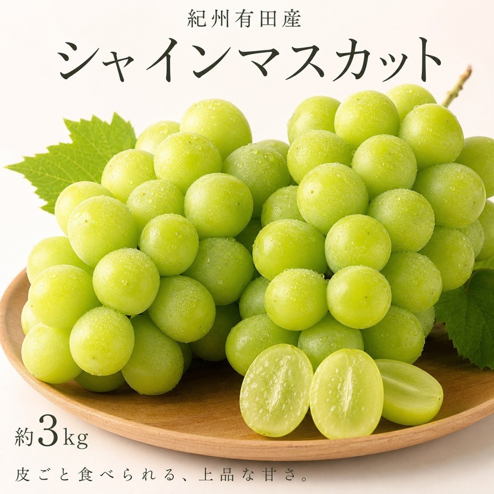 紀州有田産シャインマスカット　約3kg【先行予約】【2026年8月下旬以降発送予定】	AN025