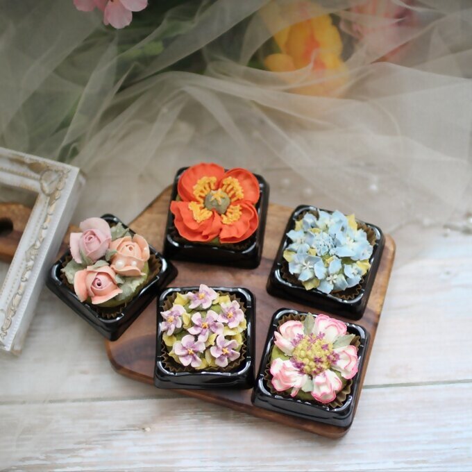 DC-003_あんフラワークッキー20個入り　食べられるお花！あんこのお花！ 【風呂敷ラッピング】和菓子