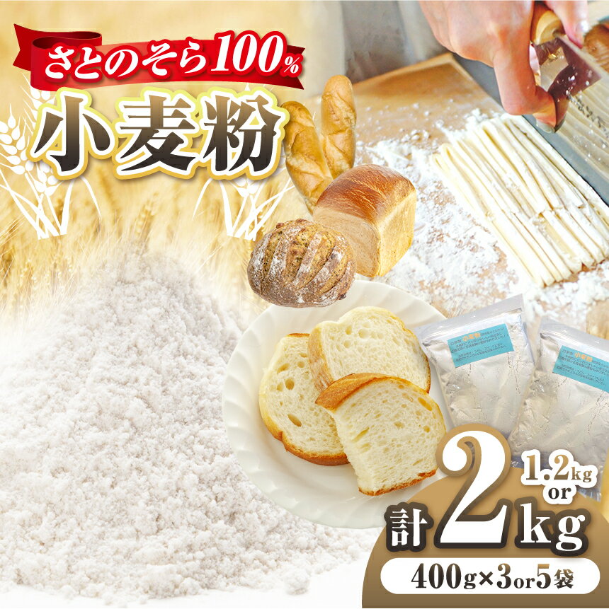 【ふるさと納税】【 選べる容量 】 小麦粉 （ 中力粉 ）1.2kg or 2kg （3袋 or 5袋）さとのそら 100％ | 自家栽培 自家製 harappa はらっぱ 鹿瀬 こむぎこ 小袋 小分け お菓子作り ピザ パン クッキー ケーキ 料理 千葉県 君津市 きみつ