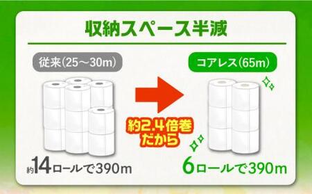 【全6回定期便】トイレットペーパー ダブル 長巻き 65m 6ロール×8パック エコ ワンタッチ コアレス《豊前市》【大分製紙】[VAA023] トイレットペーパー トイレットペーパーダブル エコトイ