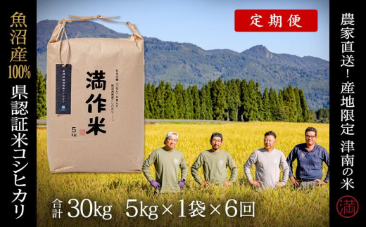 【 定期便 6ヶ月 】 米 5kg × 6回 令和7年産 魚沼産 コシヒカリ 特別栽培米 県認証 | BLコシヒカリ こしひかり お米 おこめ こめ コメ おすすめ 人気 白米 精米 新潟県 津南町