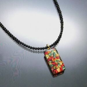 ベネチアンガラス使いのブラックオニキスネックレス〈紅葉〉【配送不可地域：沖縄県】【1559327】