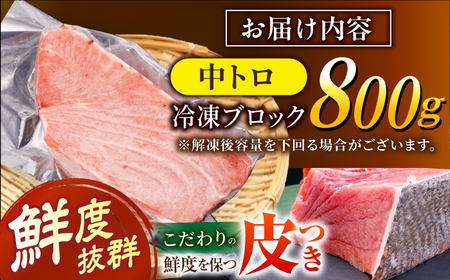 長崎県産 本マグロ「中トロ」(約800g) 中とろ マグロ まぐろ 鮪 マグロ刺身 ブロック トロ 刺身 さしみ 刺し身 冷凍 東彼杵町/大村湾漁業協同組合&nbsp;[BAK037]