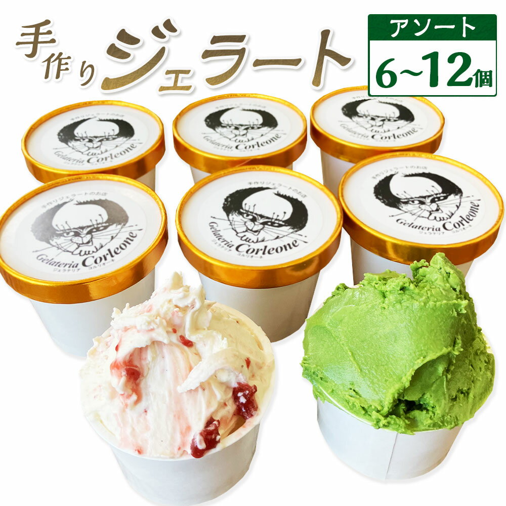 【ふるさと納税】＜選べる個数＞手作りジェラート アソート セット 6個・8個・12個 1個あたり約110ml 9種類 おまかせ バターキャラメル 抹茶 アーモンド チョコ ラズベリー マンゴー アイスクリーム 氷菓 スイーツ 冷凍 静岡県 菊川市 送料無料