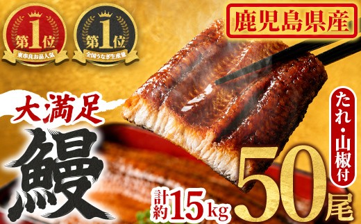 
【5004307a】＜大満足＞東串良町のうなぎ蒲焼(無頭)(300g×50尾・計約15000g・タレ、山椒付)うなぎ 高級 ウナギ 鰻 国産 蒲焼 蒲焼き たれ 鹿児島 ふるさと 人気【アクアおおすみ】
