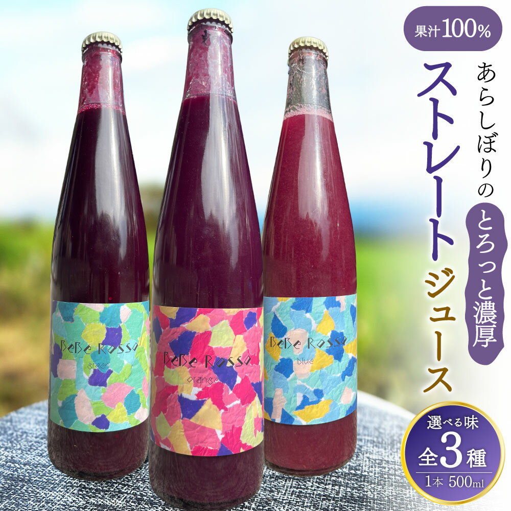 【ふるさと納税】【選べるお味】あらしぼりのとろっと濃厚、ストレートジュース 果汁100% 1本 500ml 《blue》《orange》《green》ブドウジュース ぶどう ブドウ 葡萄 ストレートジュース ジュース 飲料 冷蔵 大分県産 竹田市 送料無料