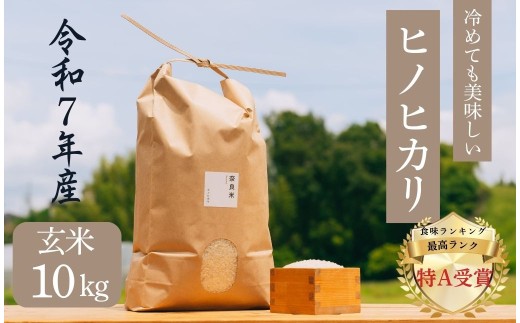 新米 ヒノヒカリ 玄米 【10kg】 令和7年産 冷めても美味しい 米 お米 ごはん ご飯 ブランド米 ひのひかり 10kg おおのファーム 2025年度産 奈良県 奈良市 45-017