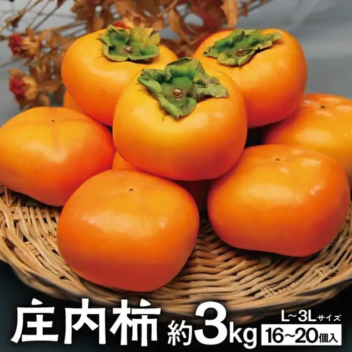 SZ0393　庄内柿　約3kg(16～20個入)L～３Lサイズ