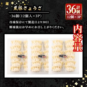 isa266 100年以上続く精肉店の黒豚餃子(計36個・12個入×3P)惣菜 鹿児島 手作り 生餃子 ギョウザ 黒豚 豚肉 冷凍食品 おかず おつまみ 惣菜 小分け 焼くだけ 簡単調理 冷凍便【増元