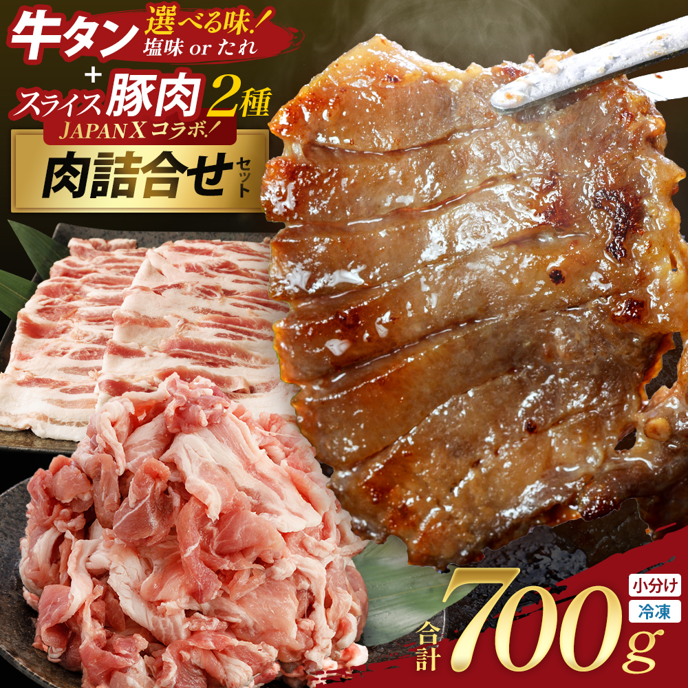 お試しサイズ！厚切り牛たん（どちらか選択：塩・蔵王特製タレ）・JAPAN X豚肉　全3種セット 選べる内容量　【04301-1100・1101】