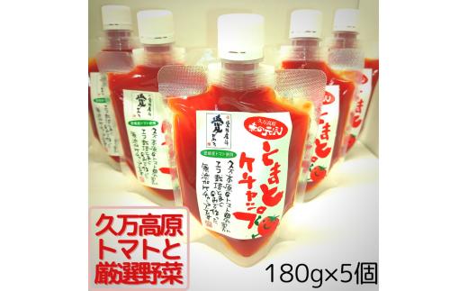 「トマトケチャップ」 180g×5個セット｜小分け 個包装 とまと ベジタブル 野菜 無添加 愛媛 久万高原町