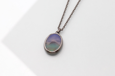 【1点もの】天然石アートシルバーペンダント (M) IVXLCDM メンズジュエリー ピクチャーメノウ P841-L-BK 50 A