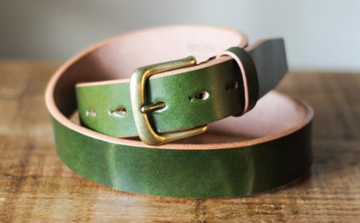 【minca】幅35mmベルト/32インチ  栃木レザーの希少な「ハーネスレザー」使用の贅沢な1枚革のレザーベルト/オリーブ/HL-B02/OLIVE/minca　571【小物 ファッション 人気 おすすめ 】