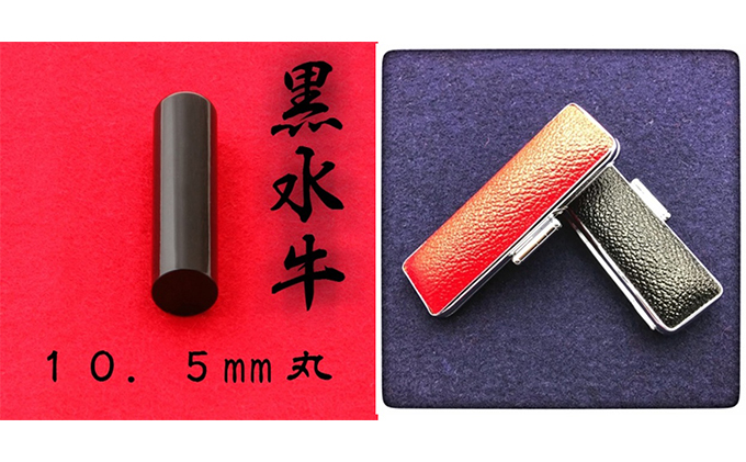 黒水牛10.5mm（5書体）牛革ケース（赤） 民芸品 工芸品  きっ