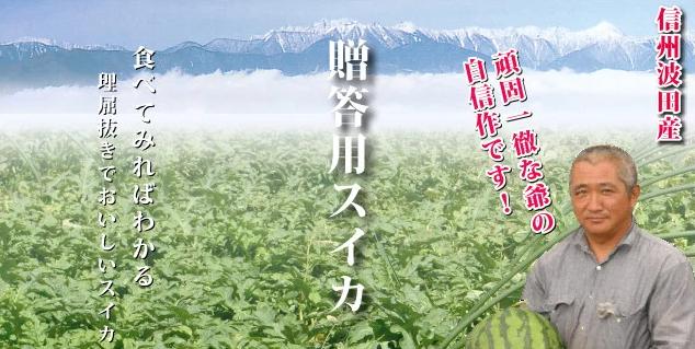 スイカの名産地の信州波田産。南原ファーム拘りの厳選スイカ。