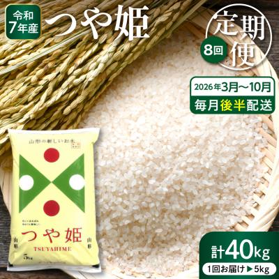 ふるさと納税 東根市 【2026年3月スタート】 特別栽培米つや姫5kg×8回(毎月 後半発送)定期便 hi053-057