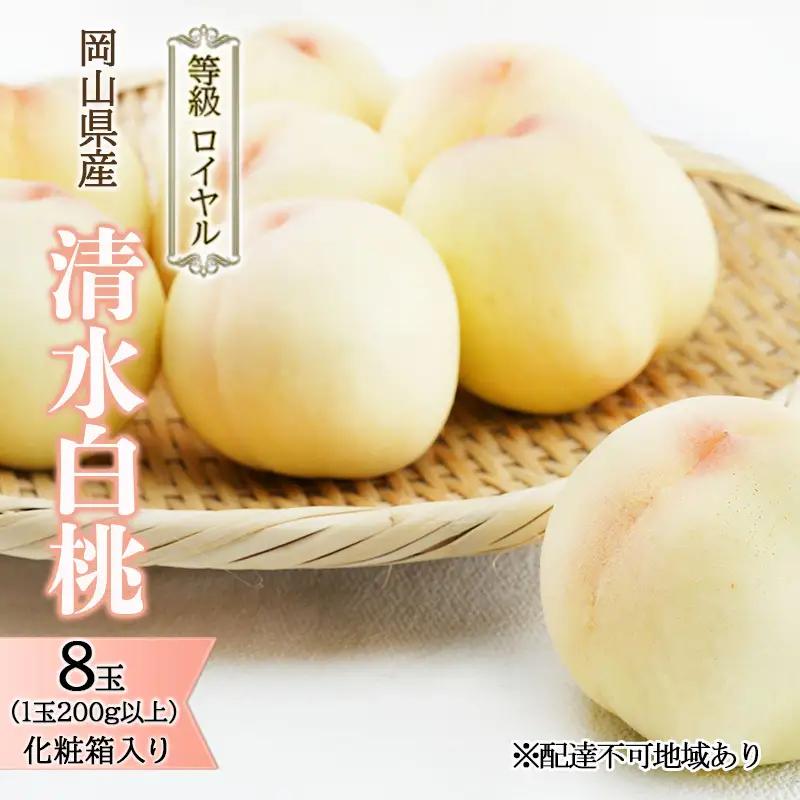 清水白桃 ロイヤル 化粧箱入り 岡山県産 清水白桃【8玉 1玉200g以上】【先行予約】
