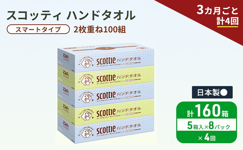 定期便 ペーパータオル スコッティ キレイの仕上げ 5箱 × 8パック《 3ヶ月ごと計4回 》ペーパータオルセット