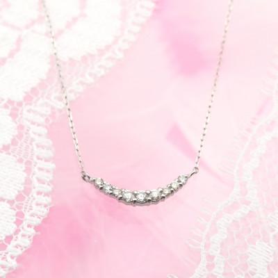ふるさと納税 山梨県 PT900/PT850 0.10ctダイヤモンド　アーチペンダントネックレス　HH018644