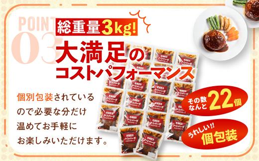 直火焼 デミグラスソース ハンバーグ 22個セット（計3kg超え）｜ハンバーグ 温めるだけ デミグラス 日本ハム 冷凍 個包装 簡単調理 湯煎 ハンバーグ 湯せん レトルト 惣菜 おかず ※沖縄県・離