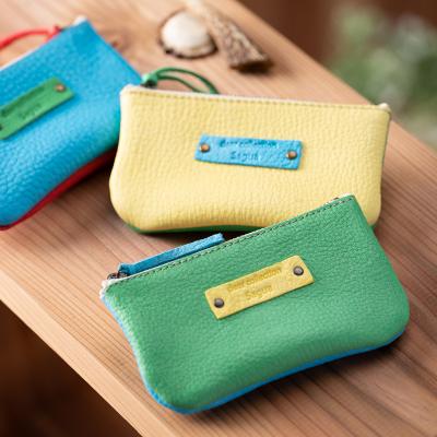 ふるさと納税 宍粟市 鹿革コレクション【翠×露草】ポーチジッパーモデル　AN1