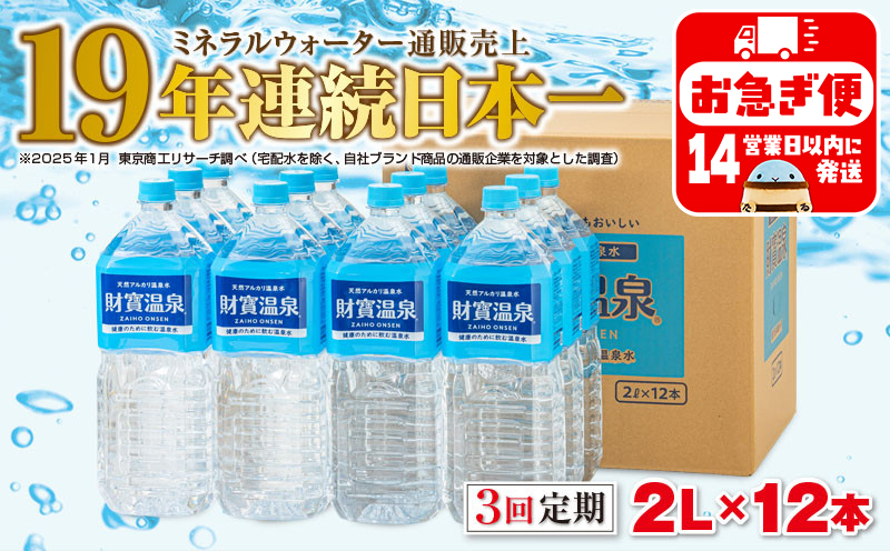 C3-22133／【3回定期】天然アルカリ温泉水　財寶温泉　2L×12本