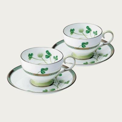 ふるさと納税 名古屋市 ノリタケ「しろつめくさ」ティー・コーヒー碗皿ペアセット(金・銀)