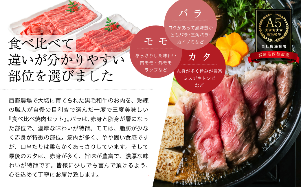 【最高品質A5等級 西都和牛】黒毛和牛食べ比べスライスセット すき焼き 焼きしゃぶ600g （200ｇ×3）小分け 宮崎県産＜1.3-8＞【カミチクファーム】牛肉 肉 すき焼き しゃぶしゃぶ 宮崎県西
